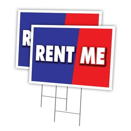 RENT ME 2 Pack Of 18" x 24" Yard Sign & Stake | Advertise Your Business | Stake Included Image On Front Only | Made in The USA