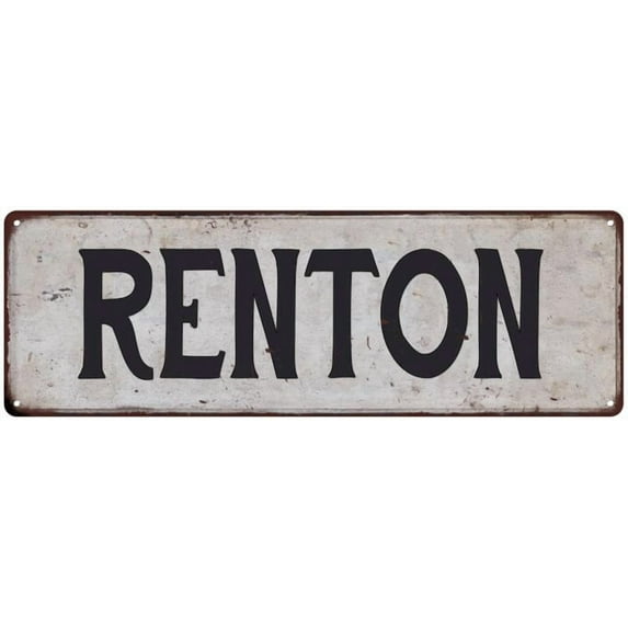 RENTON Vintage Look Rustic Metal City State Sign 8 x 24 Matte Finish Metal 108240041073