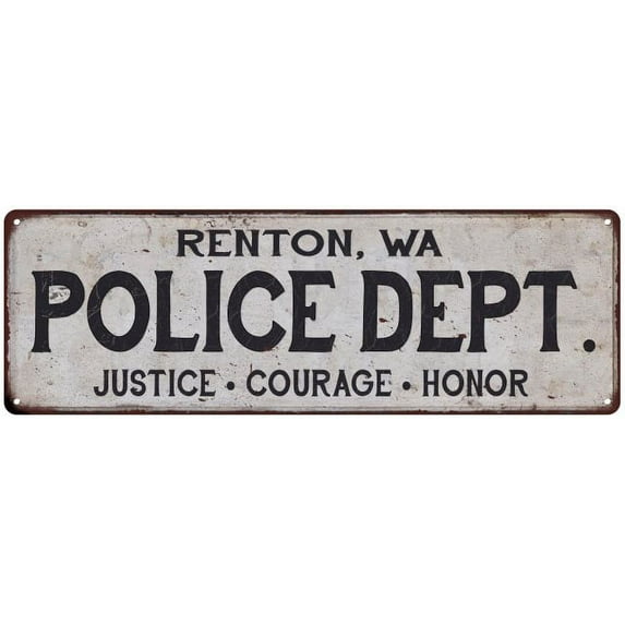 RENTON, WA POLICE DEPT. Home Decor Metal Sign Gift 8x24 108240012292