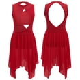 thumbnail image 1 of RENVENA Kids Girls Lyrical Ballet Leotard Dress Cut Out Front Backless Mesh Tulle Skirt Dancewear A Red 16, 1 of 7