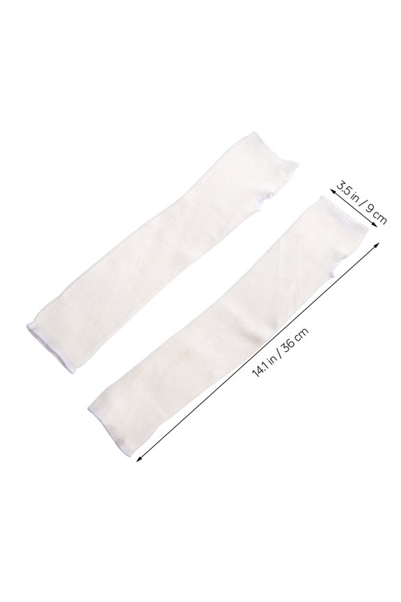1 Pair White Arm Stockings Warm Keeping Cotton for Women's Winter Sports Cold Protection