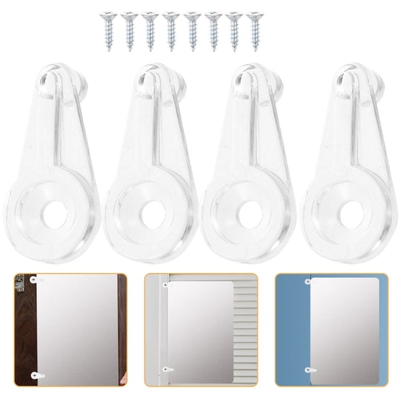 REOFLYUP 100-Pack Clear Plastic Cabinet Door Clips for Glass, Mirror Fixing Brackets, Easy Installation Hardware