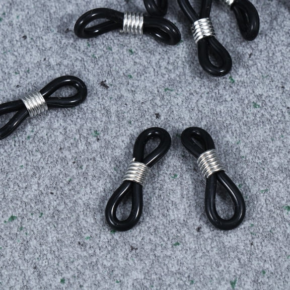 REOFLYUP 100Pcs Black Silicone Eyeglass Chain Rings Adjustable Spring Buckle for Stability