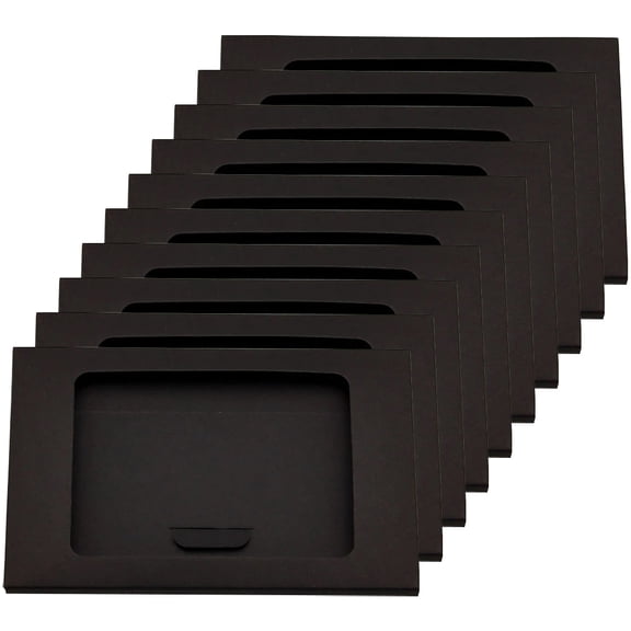 REOFLYUP 10Pcs Black Kraft Paper Envelop Packing Boxes with Window for Postcards