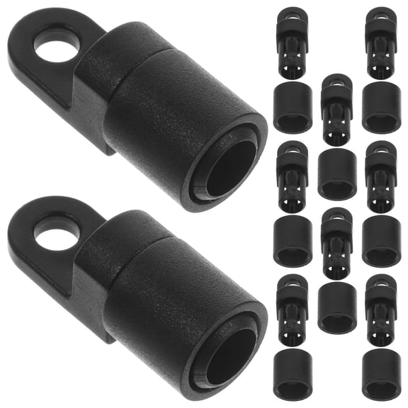 REOFLYUP 10Pcs Black Boat Elastic Cord Rope End Hooks with Rust Proof Plastic