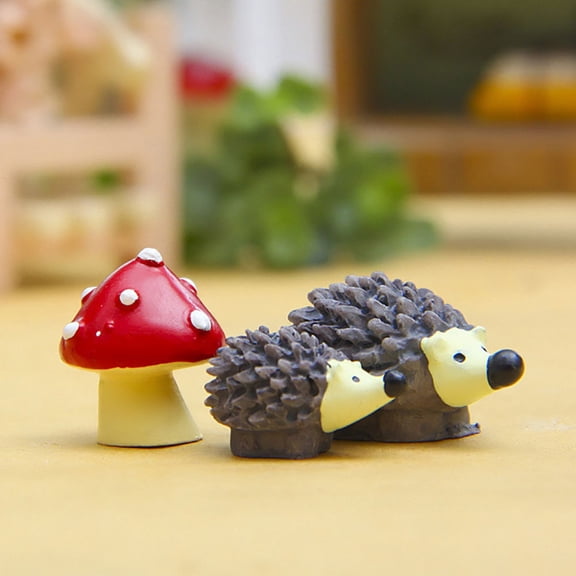 REOFLYUP 10Pcs Adorable Small Hedgehog Statue for DIY Landscape Decoration