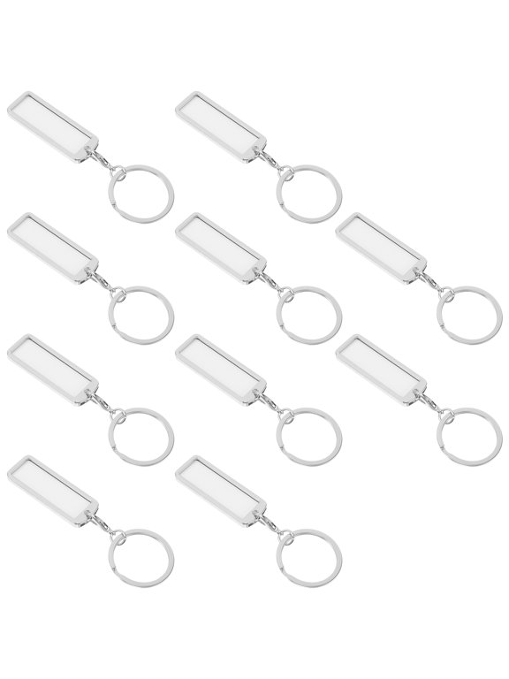10Pcs DIY Heat Transfer Stainless Steel Keychains Double Sided Photo Insert for Car Keys