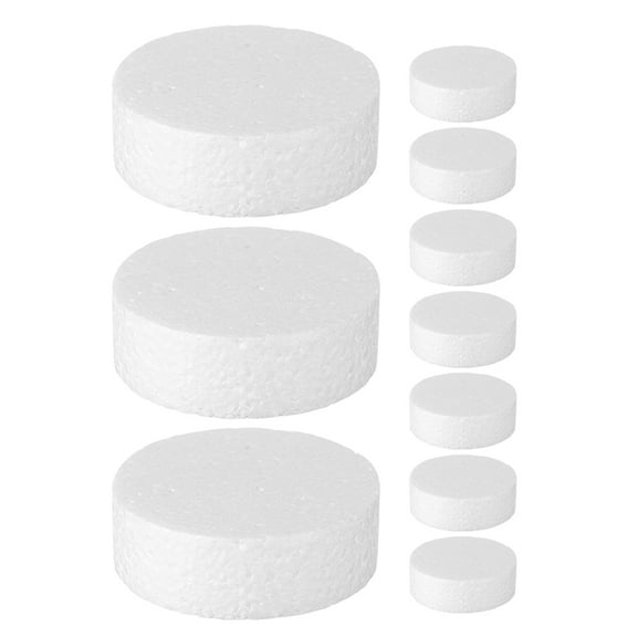 REOFLYUP 10Pcs White Foam Cylinder Blocks for Craft Use Polystyrene Round Modeling Material