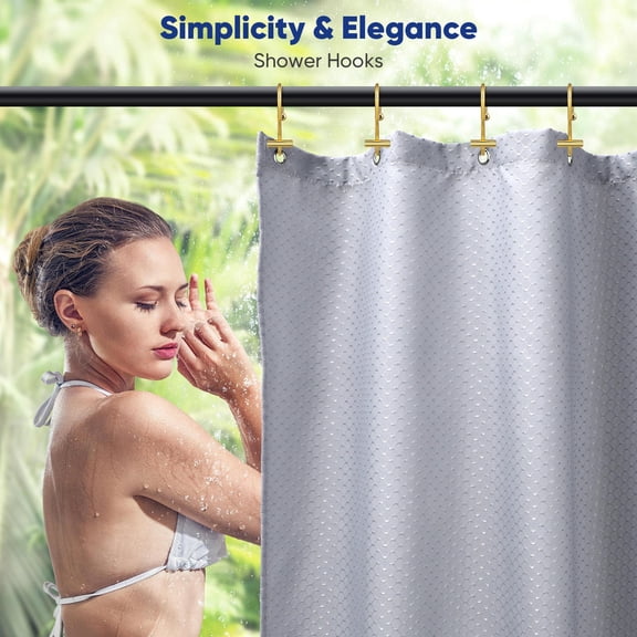 REOFLYUP 12 Pcs Curtain Pin Hooks Bath Curtain Hooks Golden Iron Hanging Practical Design Home Use