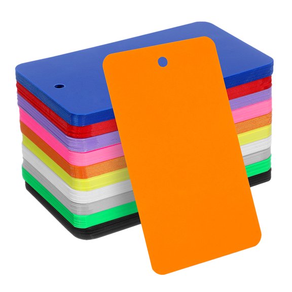 REOFLYUP 150Pcs Assorted Color PVC Hanging Tags Durable Frosted Material for Inventory Luggage and Packaging