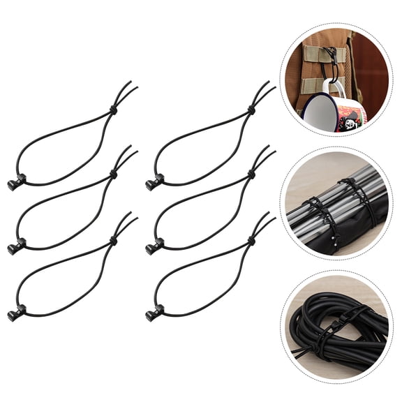 REOFLYUP 15Pcs Elastic Rope Clip Buckle Black Durable Bungee Straps for Flexible Fastening