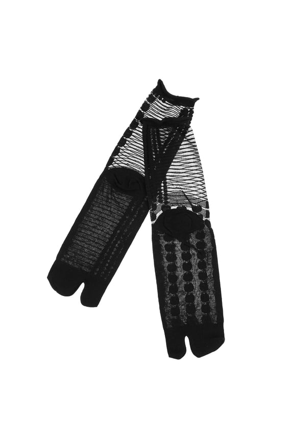 1 Pair Black Nylon Tabi Socks Two-Toe Flop Style Thin Comfortable Socks for Spring Wear