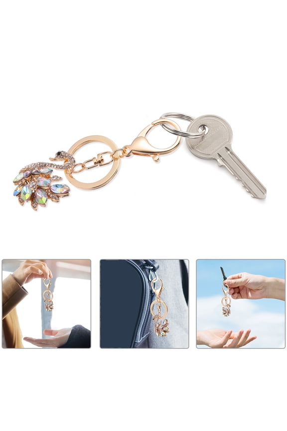 Camouflage Swan Keychain with Rhinestone Pendant, Stylish Bag Charm Accessory, 1 Piece