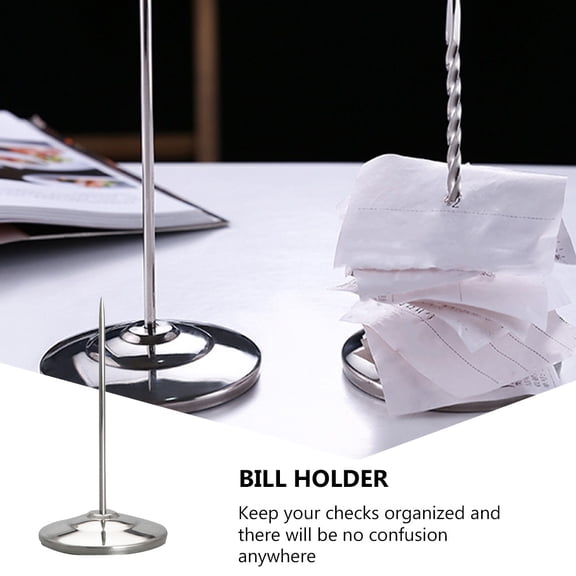 REOFLYUP 1Pc Corrosion Resistant Plated Silver Stainless Steel Receipt Spike Bill Holder for Bars
