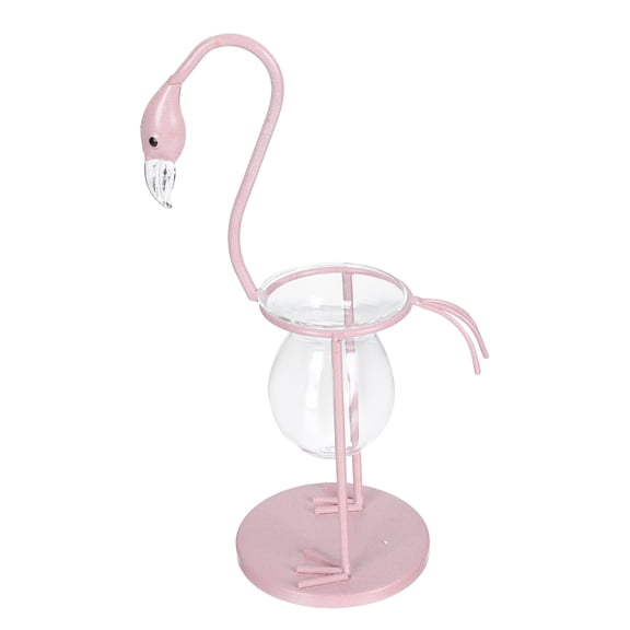 REOFLYUP 1Pc Creative Pink Glass Vase Adorn with Iron for Hydroponic Plants Desktop Decor