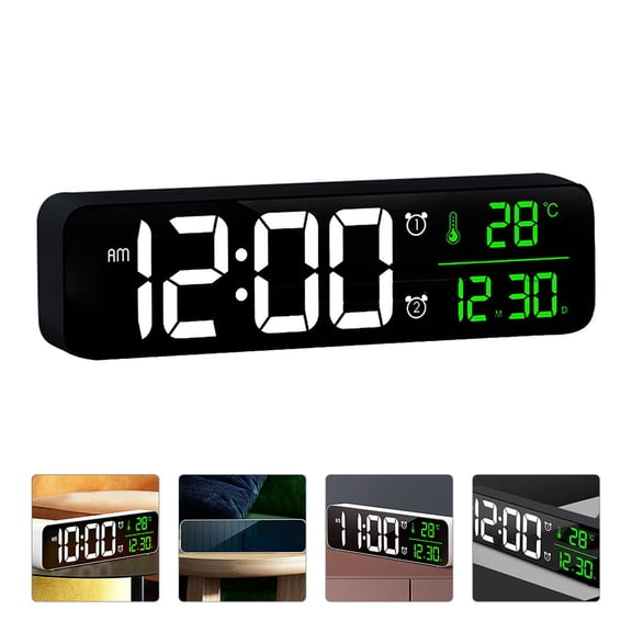 REOFLYUP 1Pc Multipurpose Black Bedside Alarm Clock with Luminous Screen and 40 Ring Tones