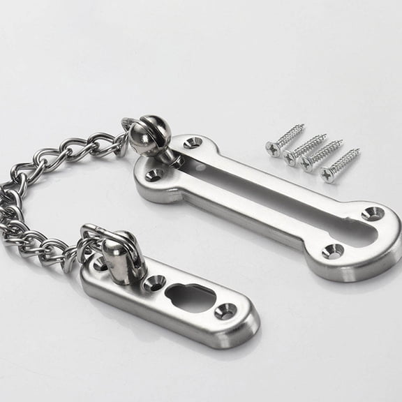 REOFLYUP 1Pc Practical Stainless Steel Latch Lock Chain for Door and Window Security Use