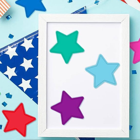 REOFLYUP Colorful Paper Star Decorations Set for Bulletin Boards, Classroom Crafts, Party Decor and Projects