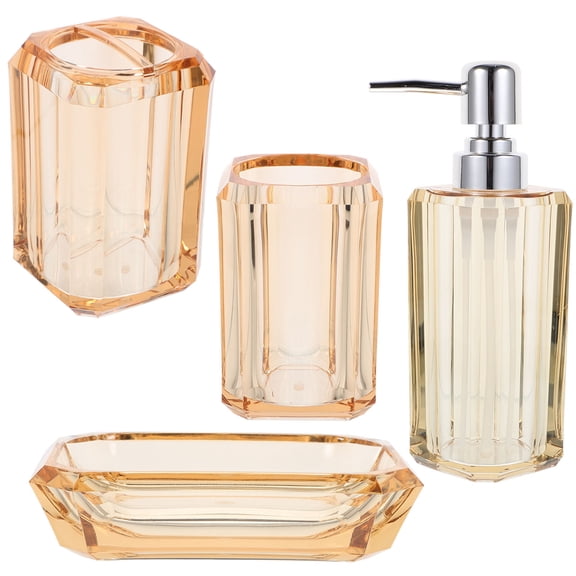 REOFLYUP 1Set Bathroom Accessories Set Golden Soap Tray and Toothbrush Holder with Smooth Surface Texture