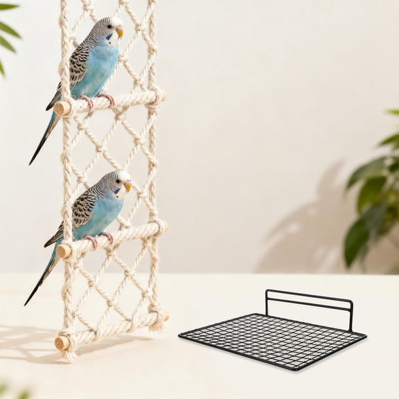 REOFLYUP 1Set Corner Bird Cage Platform Stand with Ladder Sturdy Stainless Steel for Parakeet Cockatiel