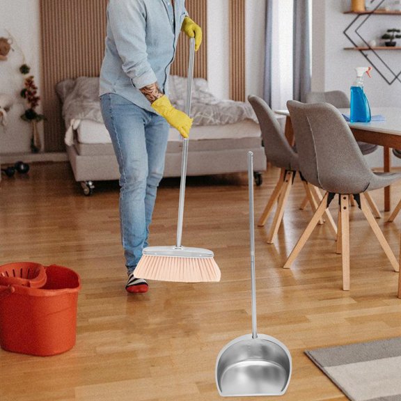 REOFLYUP 1Set Heavy Duty Broom and Dustpan Set for Home Garages Workshops with Comfortable Handle