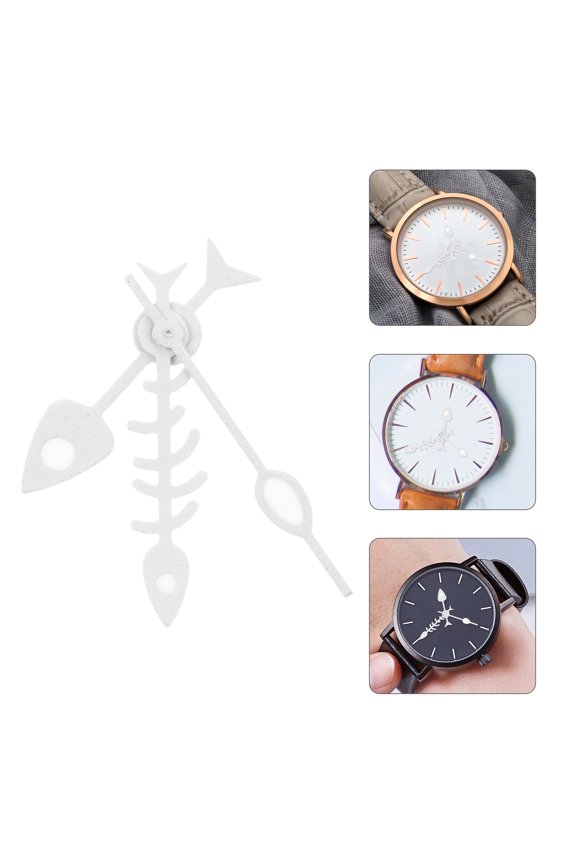 1Set White Luminous Fishbone Watch Hands for Watch Modification and Comprehensive Time Display