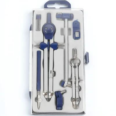 REOFLYUP 1Set Multi-Functional Blue Drawing Compasses Zinc Alloy Set with Precision Gauge for Drafting