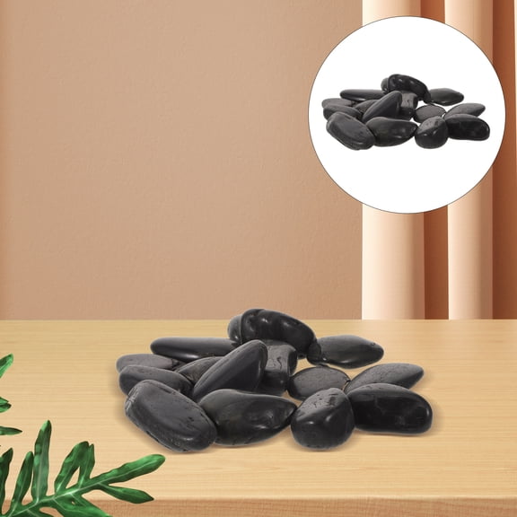 REOFLYUP Natural Black Pebble Stones Set for Cooking Steak, Indoor and Outdoor Food Heating, and Heat Retentive