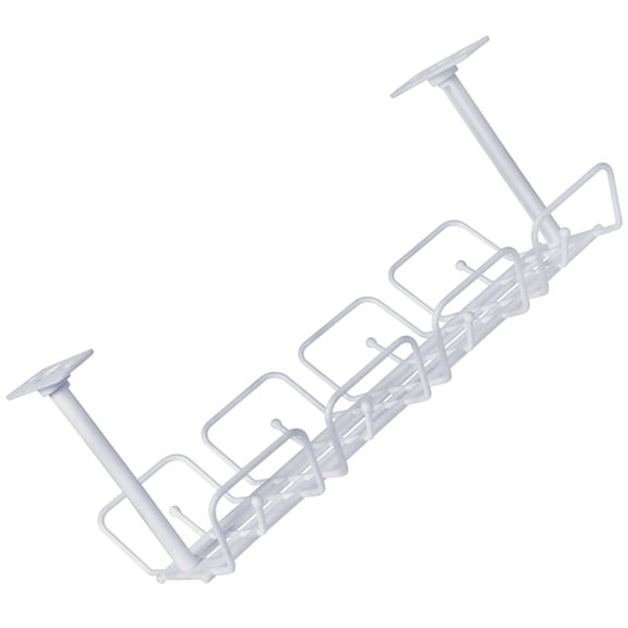 REOFLYUP 1Set Plastic Under Desk Cable Management Tray White for Power Supply and Outlet Strip