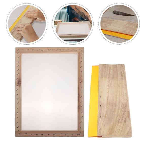 REOFLYUP Rubber Squeegee with Wood Handle, 1 Set Screen Printing Tool for Ink Spreading and Craft Supplies