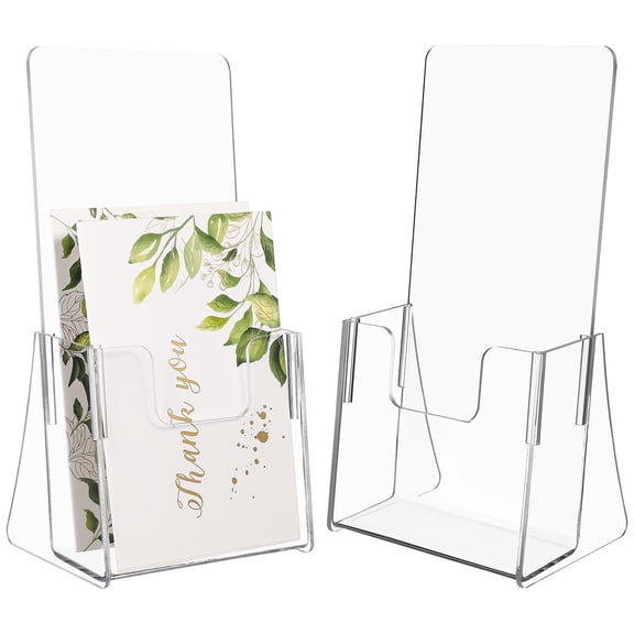REOFLYUP 2 Pcs Brochure Display Stands Acrylic Storage Simple Design Showroom Retailers