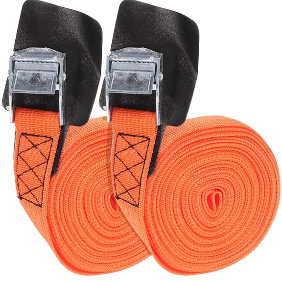 REOFLYUP Endless Ratchet Strap Orange PU Zinc Alloy 2.5cm x 6.1m Cargo Tie Down Strap 2 Pack