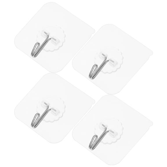 REOFLYUP Clear Pet Pc Stainless Steel Wall Hooks for Decorative Bag Hat Key Hanger 20Pcs
