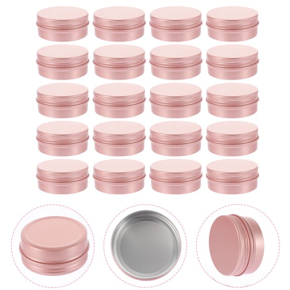REOFLYUP 20-Pack Portable Rose Aluminum Sample Jars for Facial Cream Storage and Travel Makeup Containers