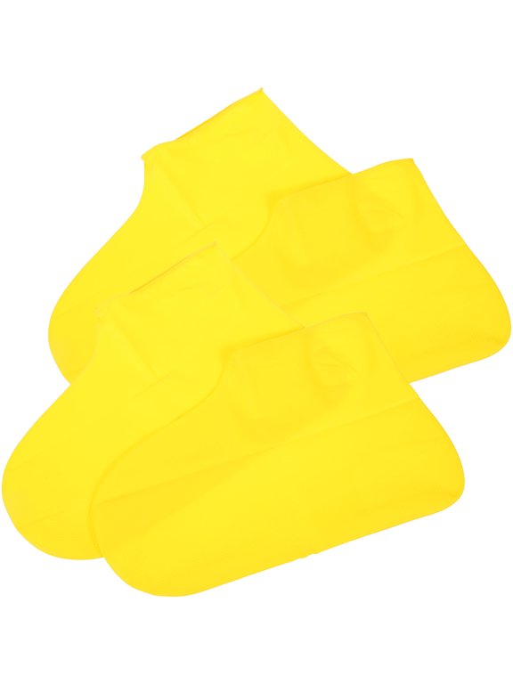 2Pairs Non Slip Waterproof Boot Protector Yellow Elastic Shoes Cover for Sports and Camping