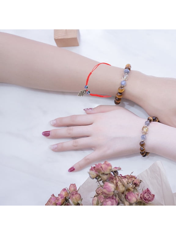 2-Pack Adjustable Red String Evil Eye Bracelets, Rope Wristbands for Daily Use and Special Events