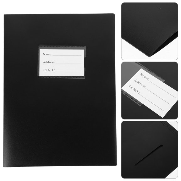 REOFLYUP 2Pcs Black Report Folder with Double Slot Design for Efficient Paper and File Storage