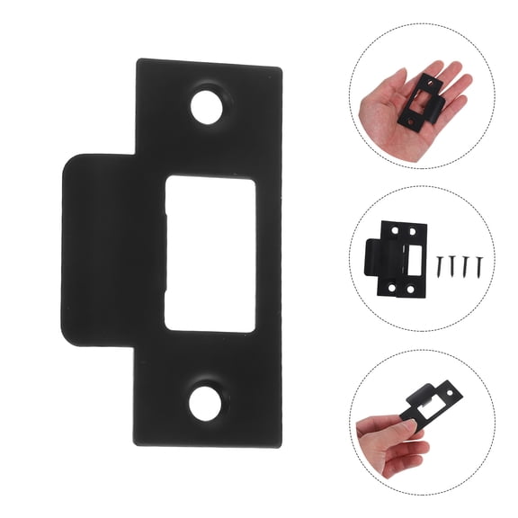 REOFLYUP 2Pcs Black Stainless Steel Door Latch Plates with T Shaped Strike Plate for Secure Locking