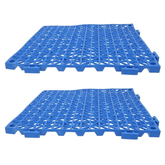 REOFLYUP 2Pcs Blue Modular Interlocking Drainage Mats Non Slip Floor Tiles for Bathroom Pool Deck