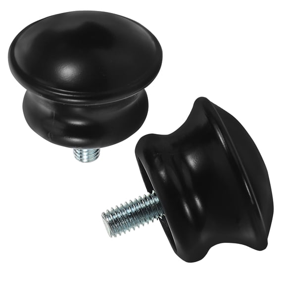 REOFLYUP 2Pcs Curtain Rod Finials Decorative Mushroom Shape Black Seamless Connection For Hotel Decor