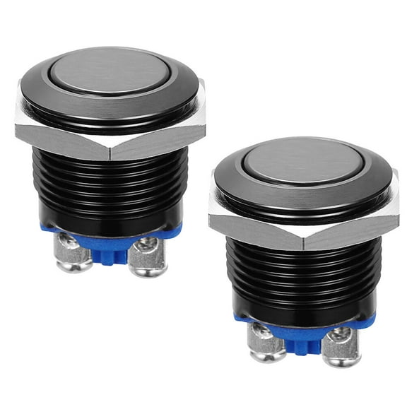 REOFLYUP 2Pcs Black Reset Push Button Switch Suitable for Doorbell and Entry Use