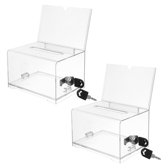 REOFLYUP 2Pcs Donation Ballot Box Transparent Ps Acrylic Voting Container With Simple Design For Restaurant And Cafe