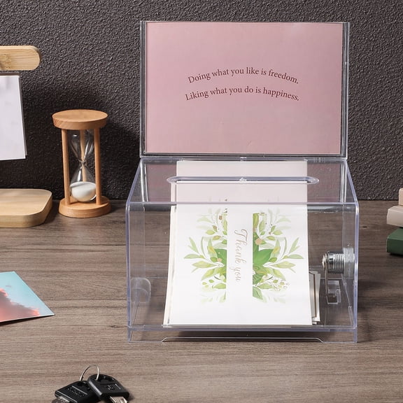 REOFLYUP 2Pcs Lightweight Transparent Raffle Box Acrylic Card Holder for Party and Office Use