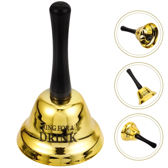 REOFLYUP 2Pcs Decorative Golden Metal Handbells for Party Retro Style Restaurant Table Bells