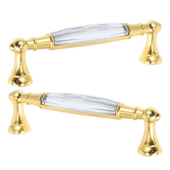 REOFLYUP 2Pcs Golden Glass Cabinet Knobs for Kitchen with Durable Crystal Handles