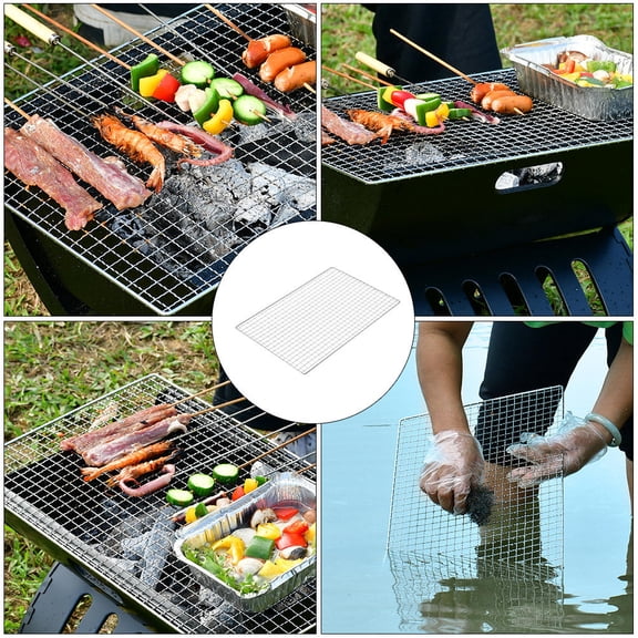 REOFLYUP 2-Pack Multifunctional BBQ Wire Mesh Grill Net for Shrimp, Meat, Chicken