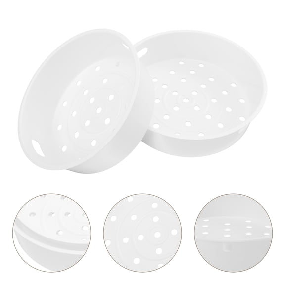 REOFLYUP Set of 2 White Plastic Steamer Dishes for Household Use - Perfect for Steaming Meat, Seafood, Vegetables