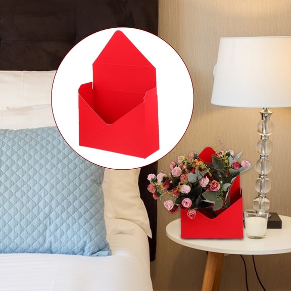 REOFLYUP 2Pcs Red Flower Storage Container Envelope Boxes for Wedding Banquet and Decorative Use