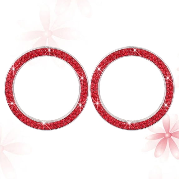 REOFLYUP 2Pcs Rhinestone Car Engine Start Ring Red Bling Sticker Decorative Ignition Button Replacement