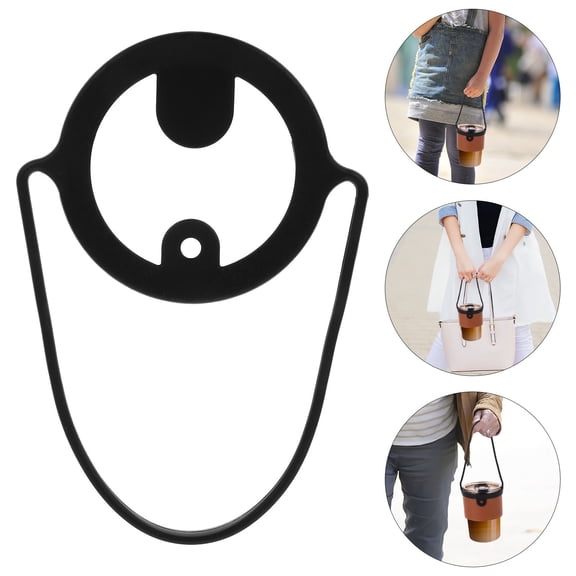 REOFLYUP 2Pcs Silicone Coffee Cup Holder Black Elastic Strap for Secure Hot Drink Carrying